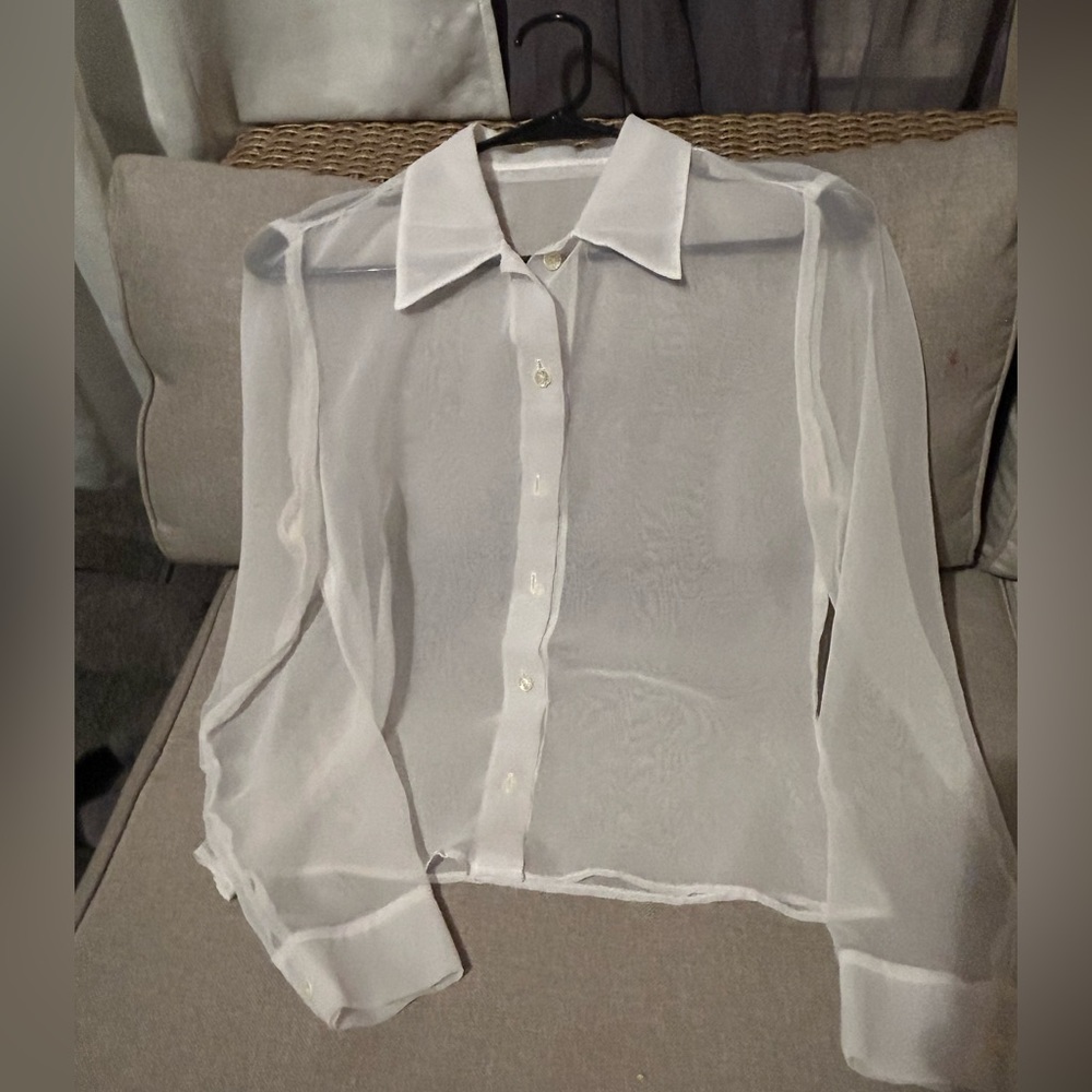 White see through shirt blouse. Size small